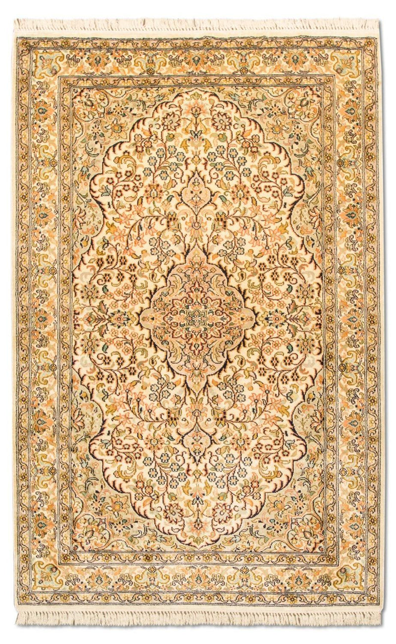 Alfombra de seda - Seda de Cachemira - 153 x 94 cm - beige