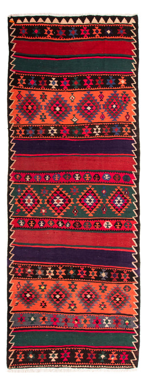 Alfombra de pasillo Alfombra Kelim - Antigua - 380 x 135 cm - multicolor