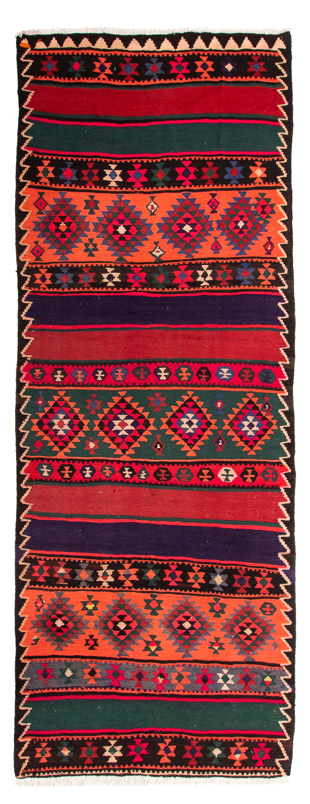 Alfombra de pasillo Alfombra Kelim - Antigua - 380 x 135 cm - multicolor