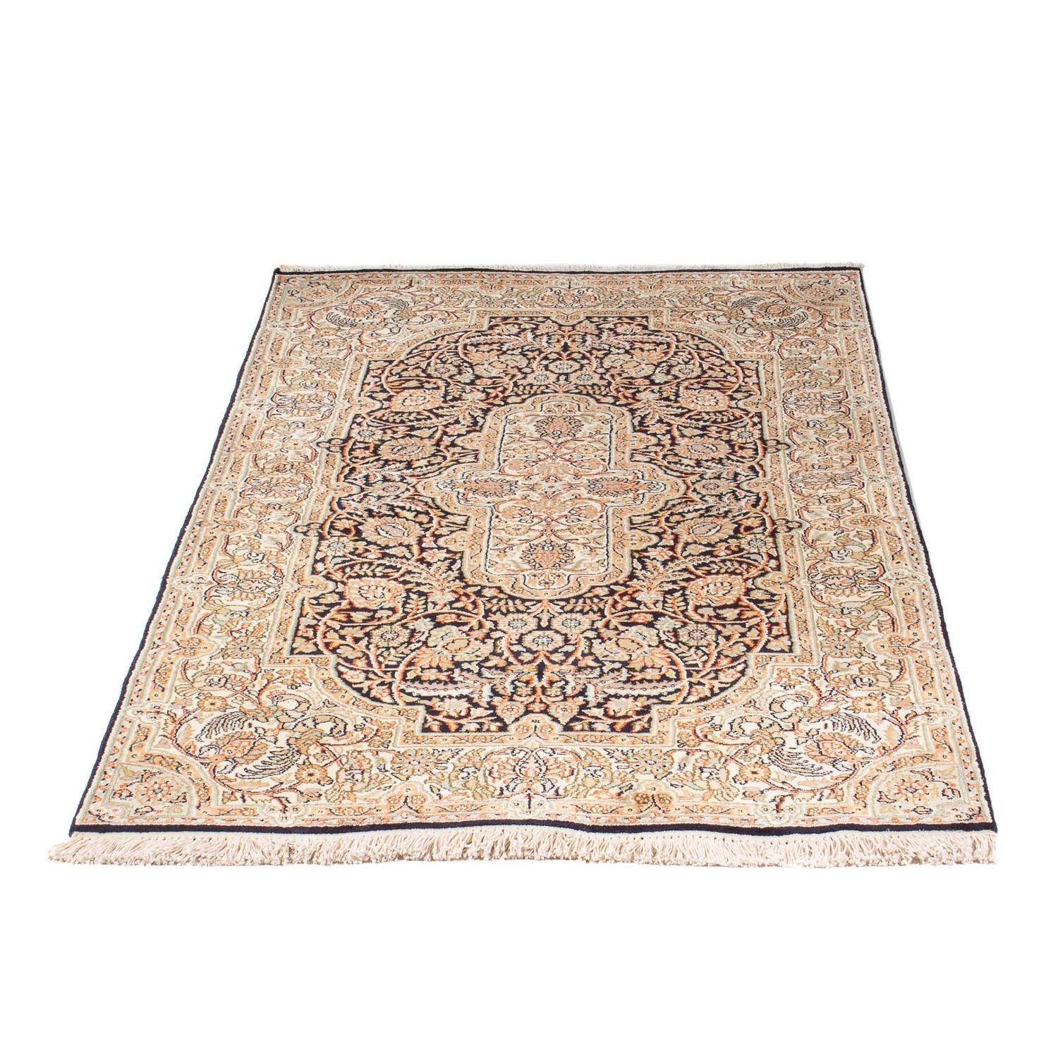 Alfombra de seda - Seda de Cachemira - 169 x 94 cm - azul oscuro