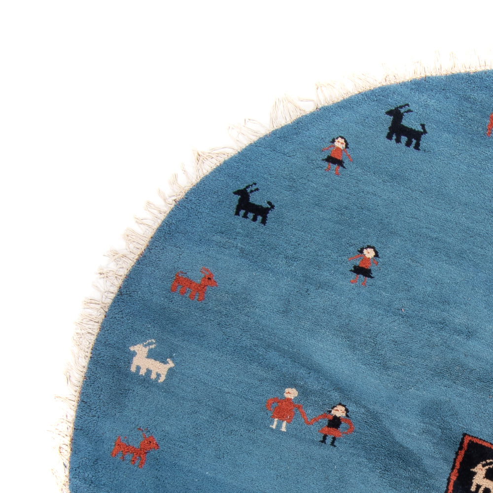 Alfombra Gabbeh - Indus redondo  - 195 x 195 cm - azul