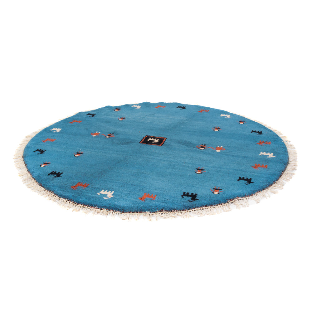 Alfombra Gabbeh - Indus redondo  - 195 x 195 cm - azul