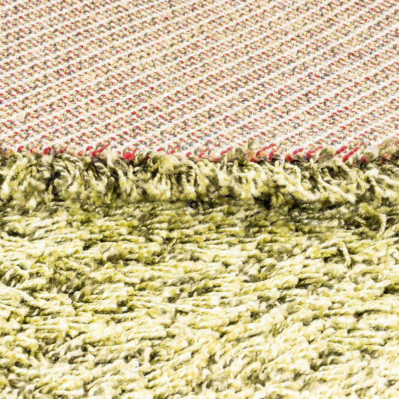 Alfombra de pelo largo redondo  - 200 x 200 cm - verde oliva