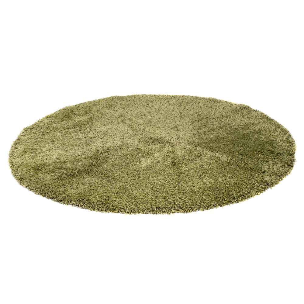 Alfombra de pelo largo redondo  - 200 x 200 cm - verde oliva
