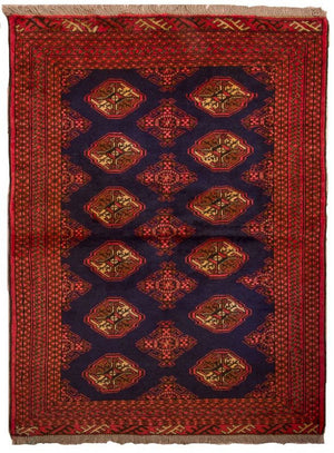 Alfombra Turkaman - 135 x 103 cm - azul oscuro