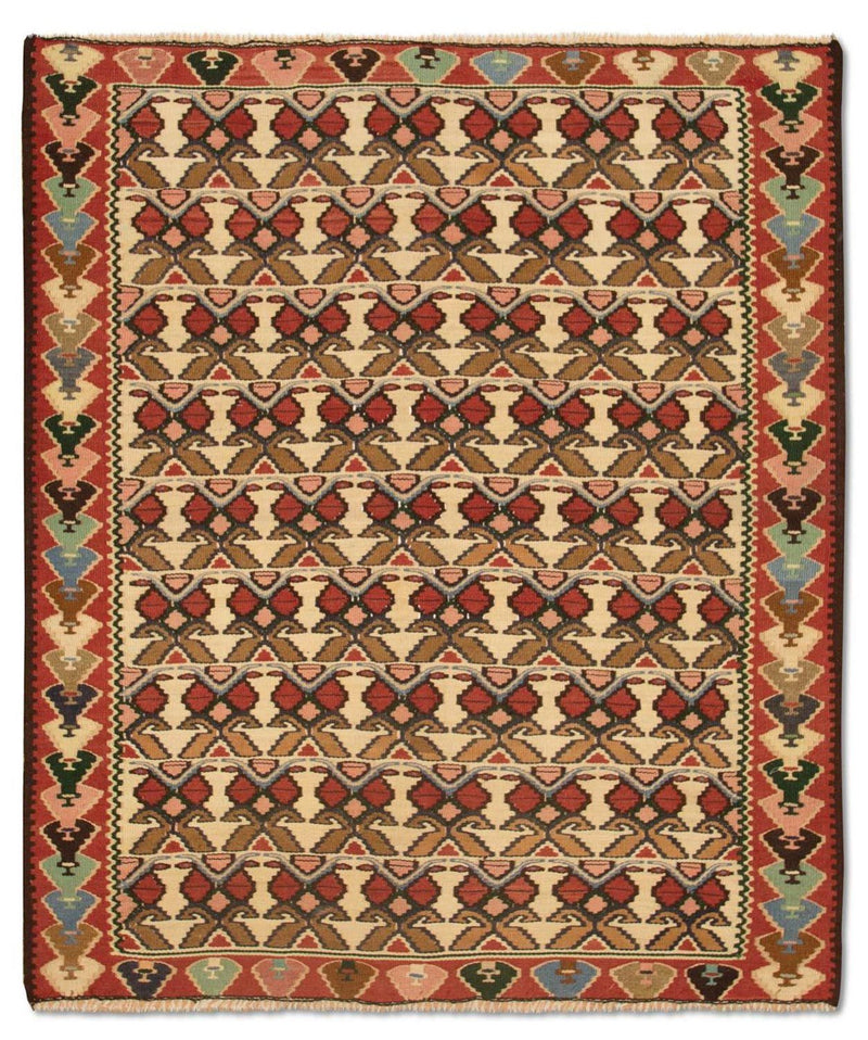 Alfombra Kelim - Antigua - 143 x 119 cm - beige