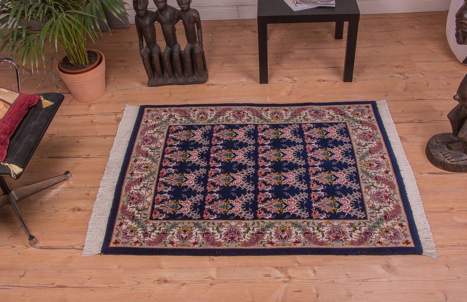 Alfombra Persa - Tabriz - Real - 137 x 103 cm - azul oscuro