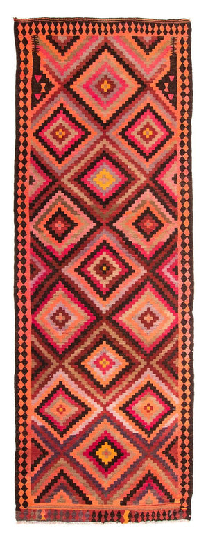 Alfombra de pasillo Alfombra Kelim - Antigua - 370 x 140 cm - multicolor