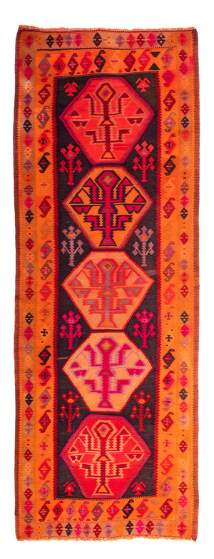 Alfombra de pasillo Alfombra Kelim - Antigua - 360 x 140 cm - multicolor
