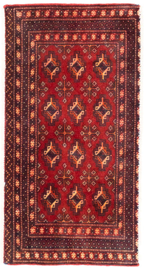 Alfombra de pasillo Alfombra Turkaman - 100 x 50 cm - rojo