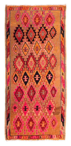 Alfombra de pasillo Alfombra Kelim - Antigua - 308 x 145 cm - multicolor