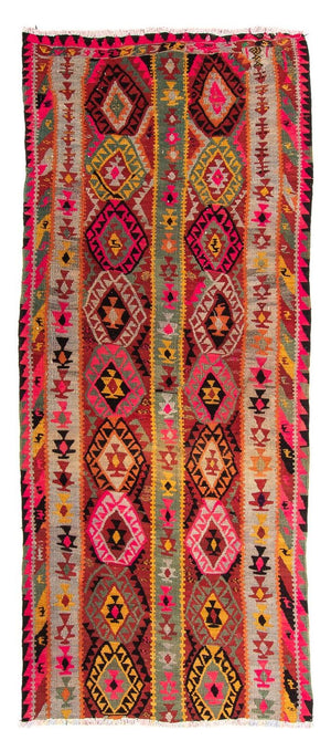 Alfombra de pasillo Alfombra Kelim - Antigua - 280 x 112 cm - multicolor