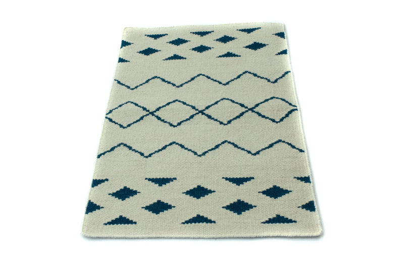 Alfombra Kelim - Tendencia - 95 x 62 cm - azul