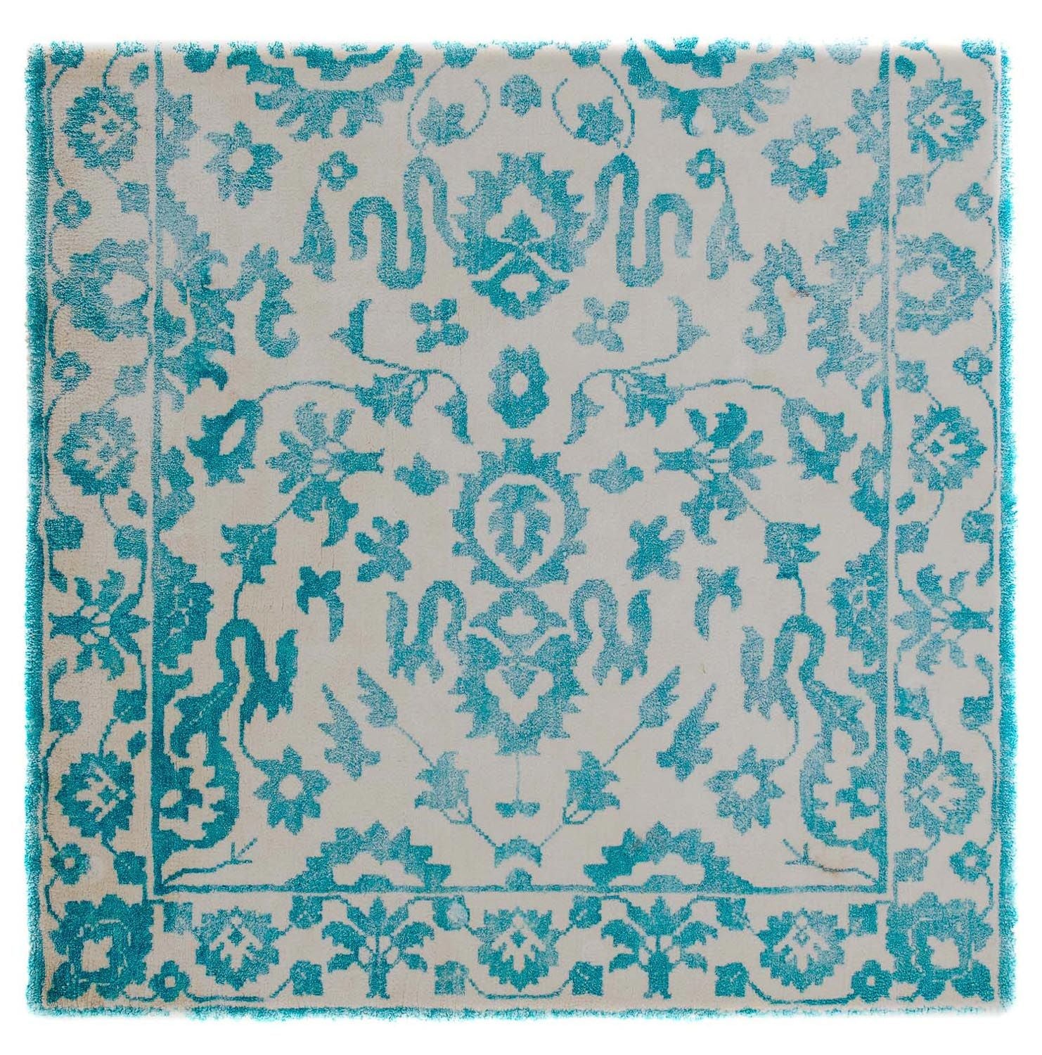 Alfombra de viscosa cuadrado  - 70 x 70 cm - turquesa