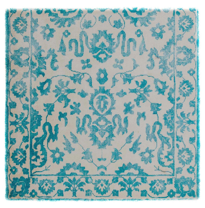 Alfombra de viscosa cuadrado  - 70 x 70 cm - turquesa