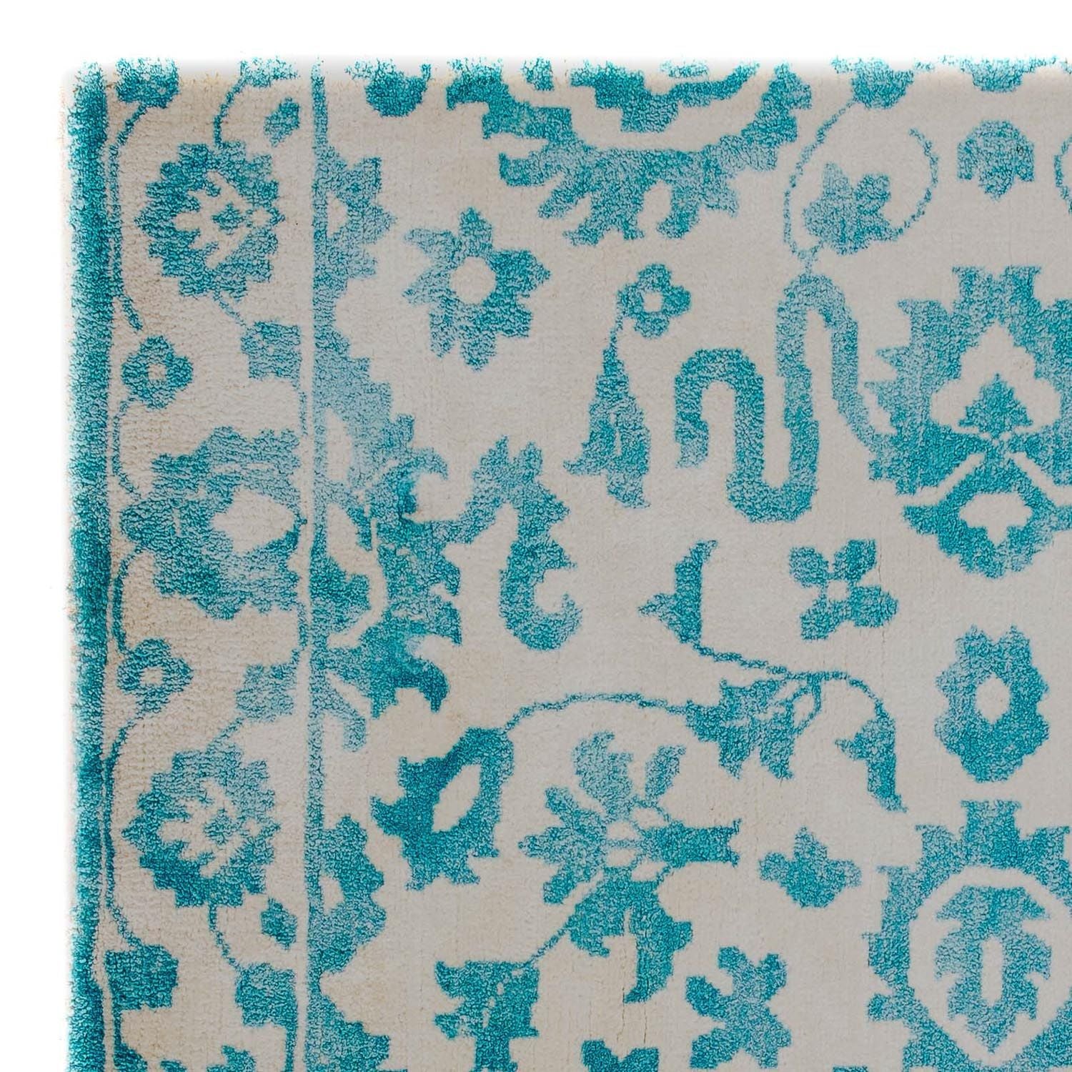 Alfombra de viscosa cuadrado  - 70 x 70 cm - turquesa