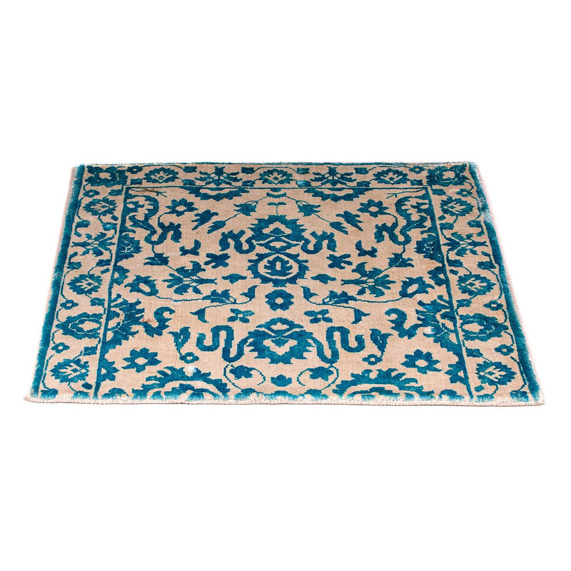 Alfombra de viscosa cuadrado  - 70 x 70 cm - turquesa