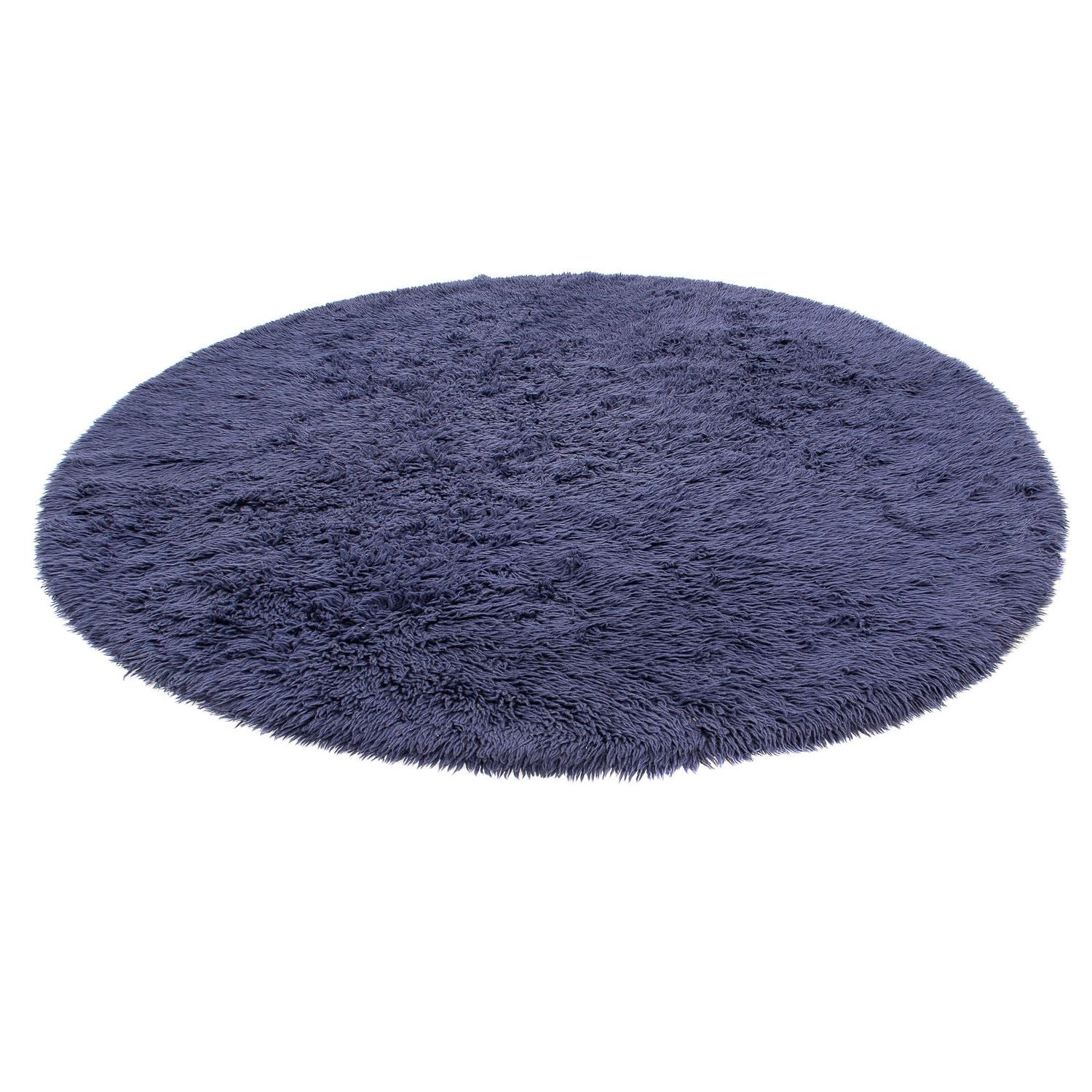 Alfombra de pelo largo redondo  - 261 x 261 cm - azul oscuro
