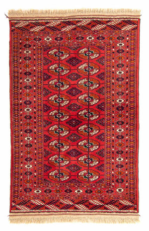 Alfombra Turkaman - 123 x 83 cm - rojo oscuro