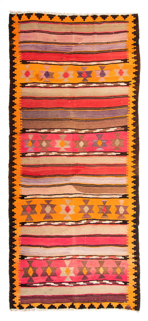 Alfombra de pasillo Alfombra Kelim - Antigua - 340 x 150 cm - multicolor