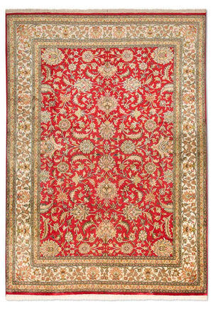 Alfombra de seda - Seda de Cachemira - 214 x 150 cm - rojo
