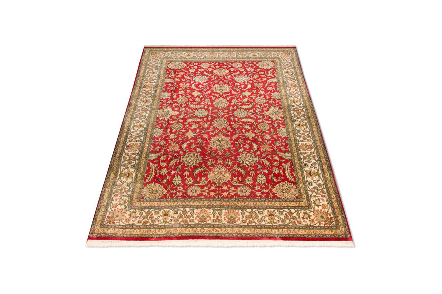 Alfombra de seda - Seda de Cachemira - 214 x 150 cm - rojo