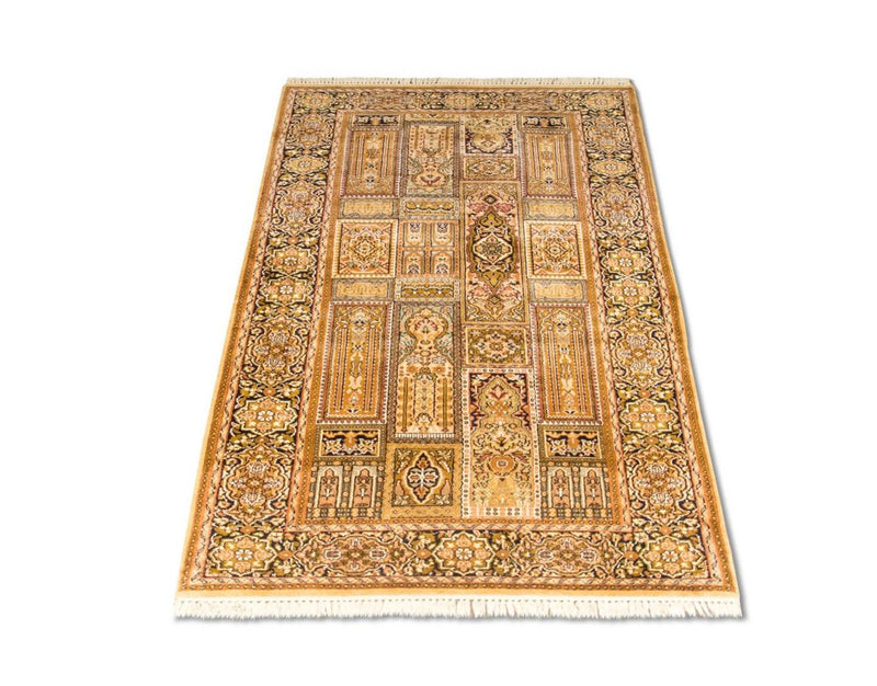 Alfombra de seda - Seda de Cachemira - 158 x 93 cm - marrón