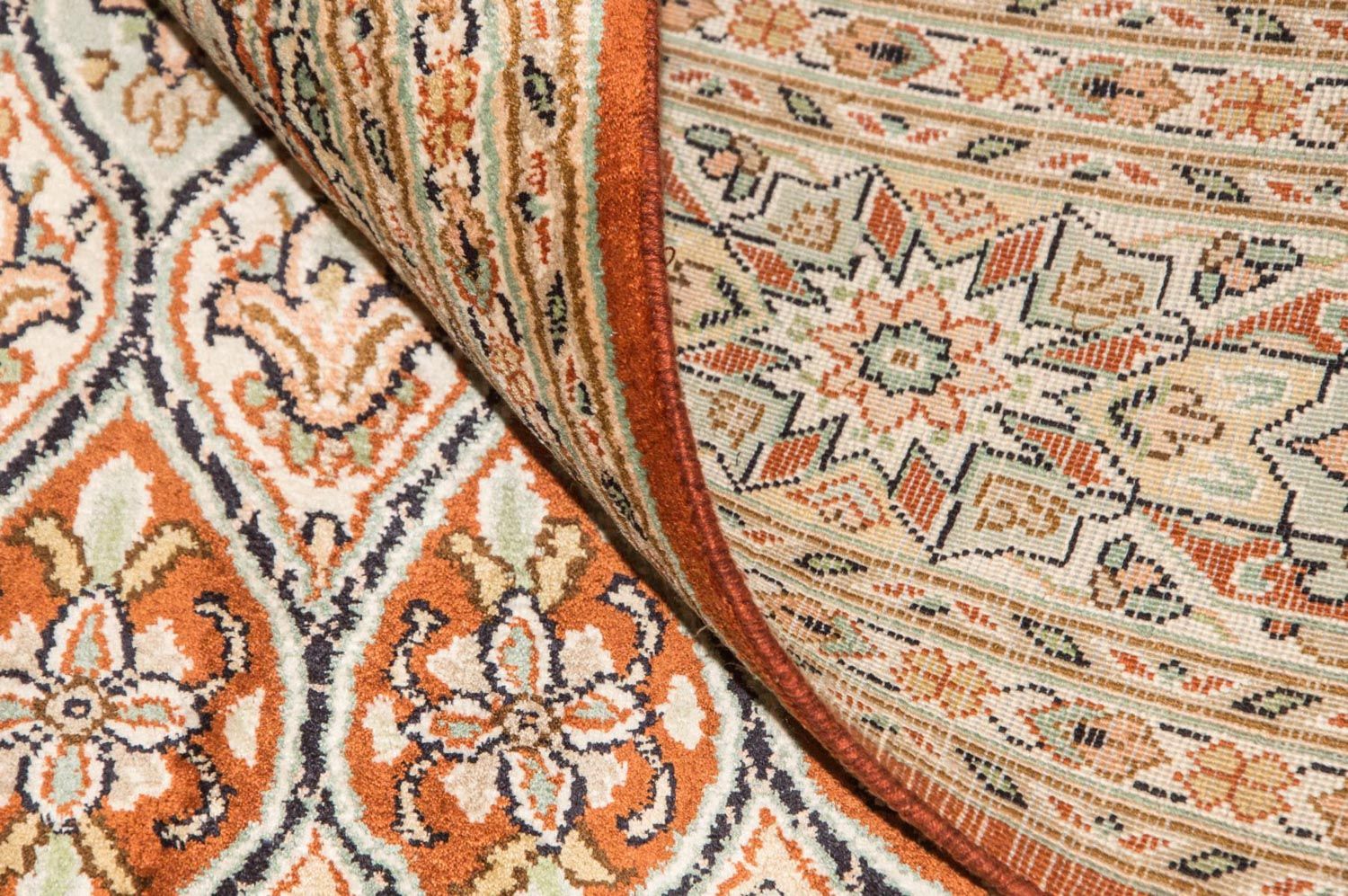 Alfombra de seda - Seda de Cachemira - 194 x 120 cm - multicolor