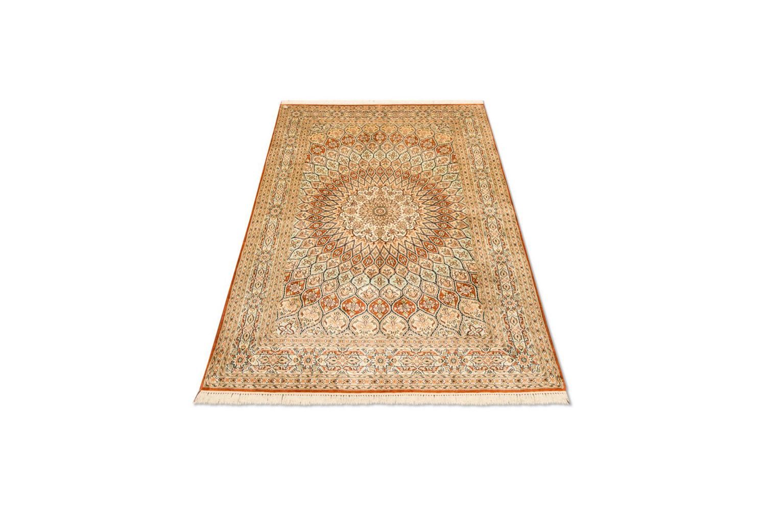 Alfombra de seda - Seda de Cachemira - 194 x 120 cm - multicolor