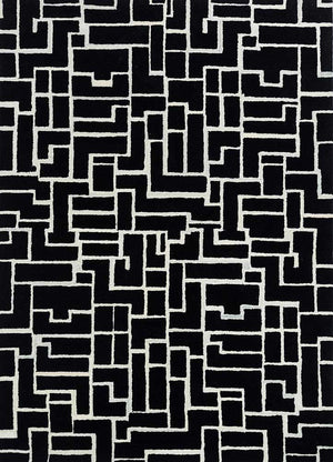 Alfombra de lana - 270 x 180 cm - blanco y negro