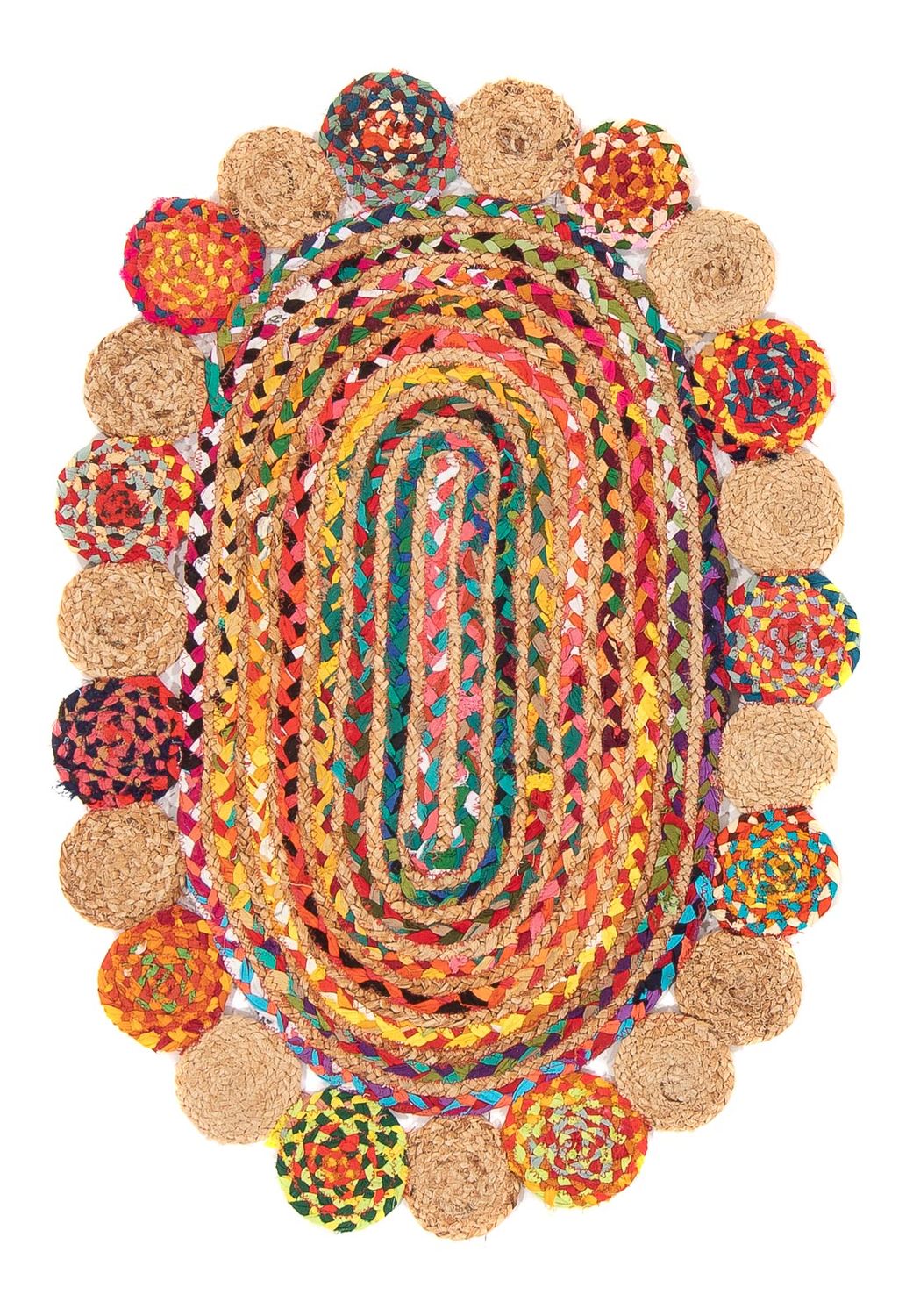 Alfombra de sisal oval  - 91 x 61 cm - multicolor