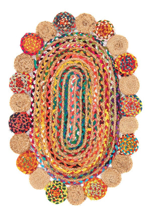 Alfombra de sisal oval  - 91 x 61 cm - multicolor