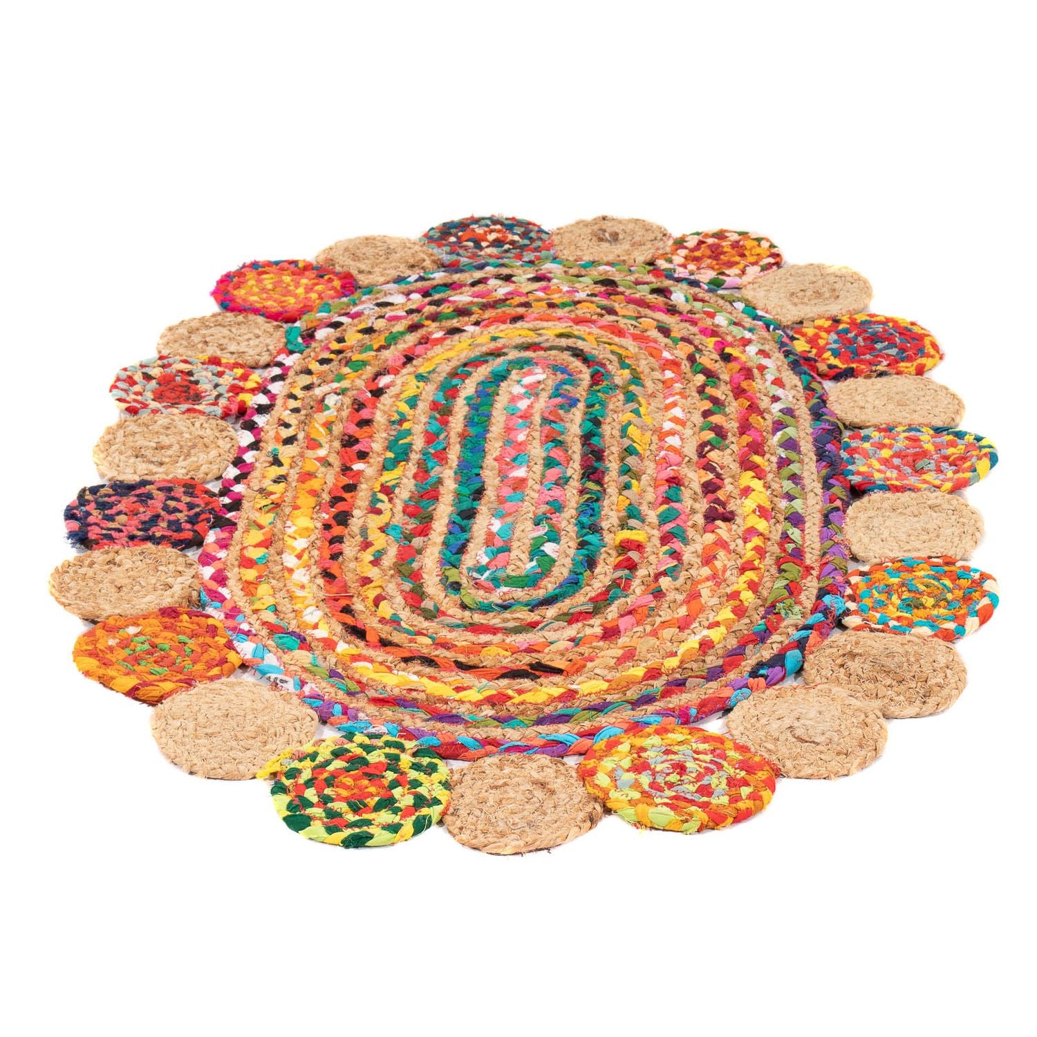 Alfombra de sisal oval  - 91 x 61 cm - multicolor