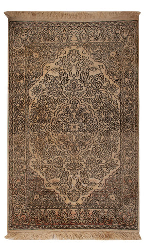 Alfombra de seda - Seda de Cachemira - 103 x 60 cm - beige