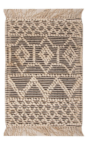 Alfombra de lana - 58 x 46 cm - blanco y negro