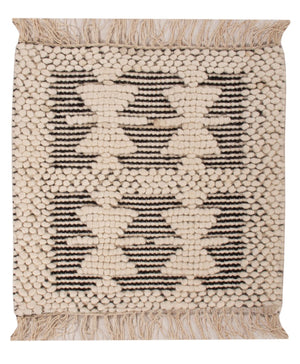 Alfombra de lana cuadrado  - 49 x 46 cm - blanco y negro