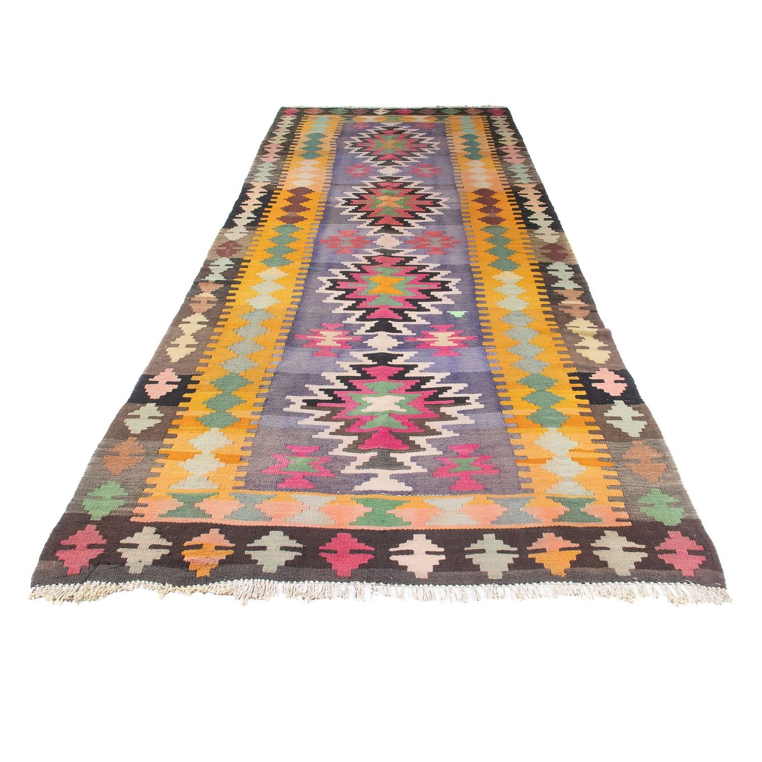 Alfombra de pasillo Alfombra Kelim - Antigua - 360 x 147 cm - multicolor
