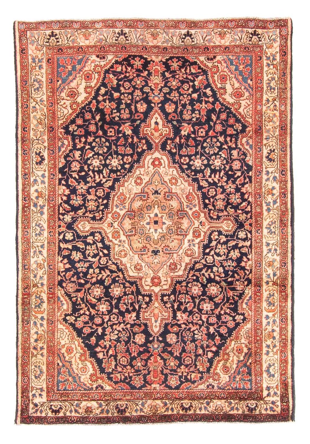Alfombra persa - Nómada - 146 x 103 cm - azul oscuro