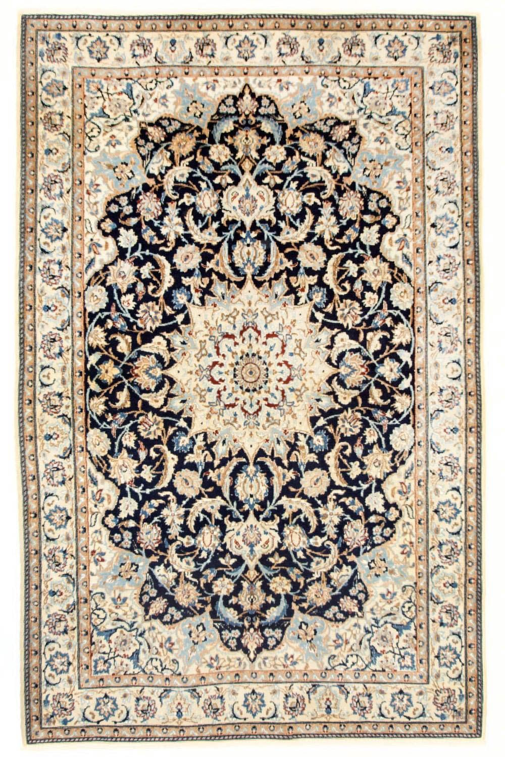 Alfombra Persa - Nain - Real - 236 x 147 cm - azul oscuro