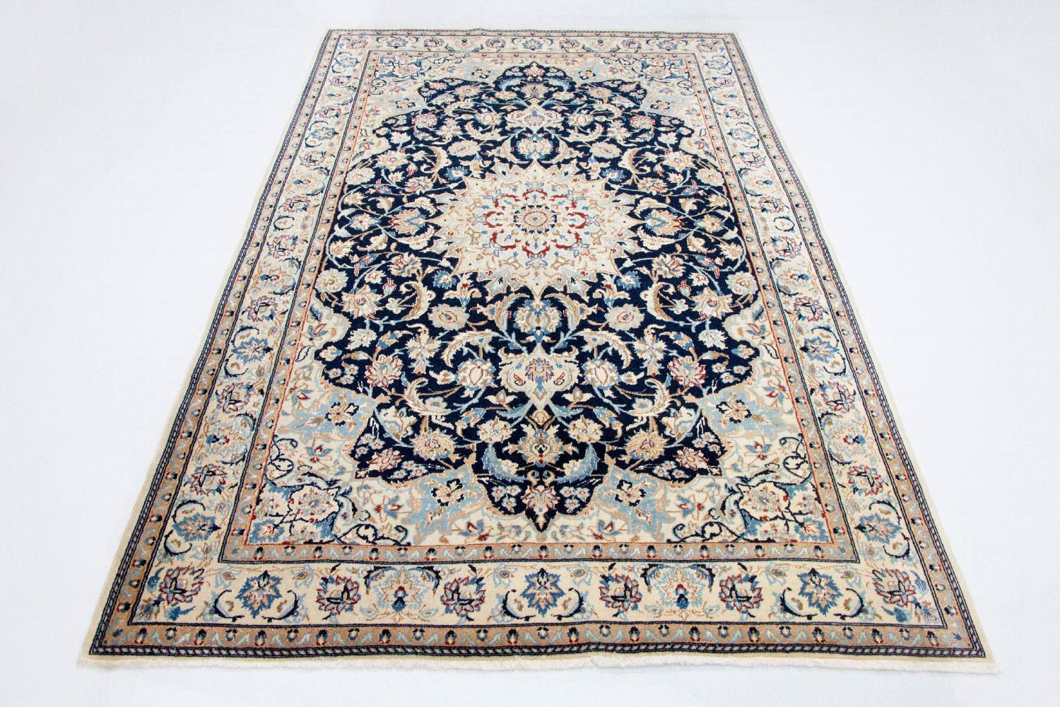 Alfombra Persa - Nain - Real - 236 x 147 cm - azul oscuro