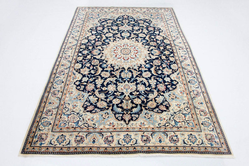 Alfombra Persa - Nain - Real - 236 x 147 cm - azul oscuro