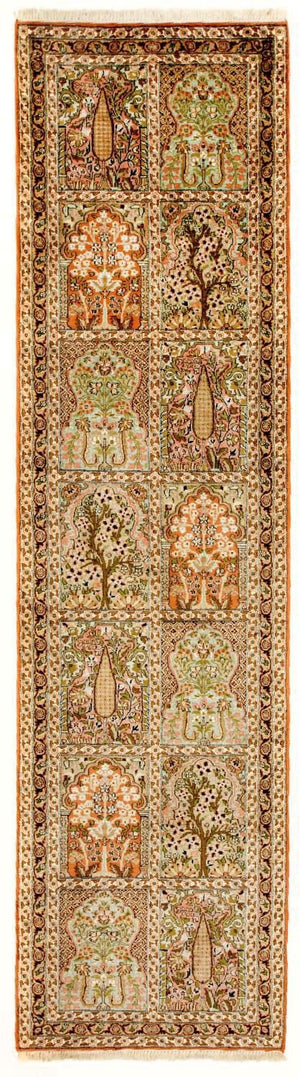 Alfombra de pasillo Alfombra de seda - Seda de Cachemira - 313 x 82 cm - multicolor
