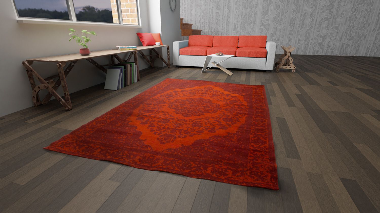Alfombra Vintage - 340 x 240 cm - rojo