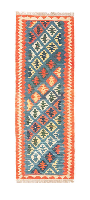 Alfombra de pasillo Alfombra Kelim - Oriental - 198 x 64 cm - azul