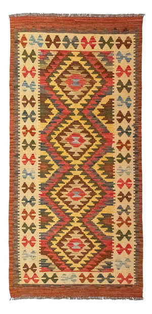 Alfombra de pasillo Alfombra Kelim - Oriental - 204 x 97 cm - naranja