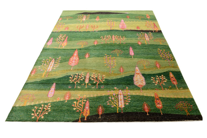 Alfombra Gabbeh - Loribaft Indus - 247 x 172 cm - verde