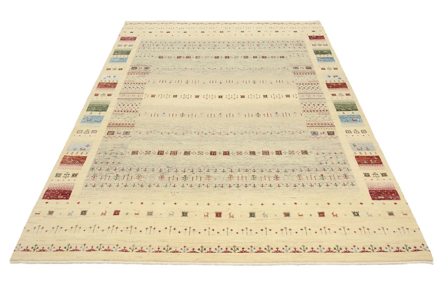 Alfombra Gabbeh - Loribaft Indus - 241 x 172 cm - beige oscuro
