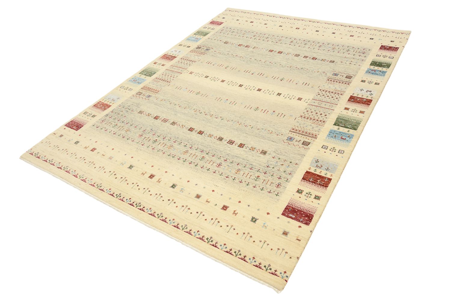 Alfombra Gabbeh - Loribaft Indus - 241 x 172 cm - beige oscuro