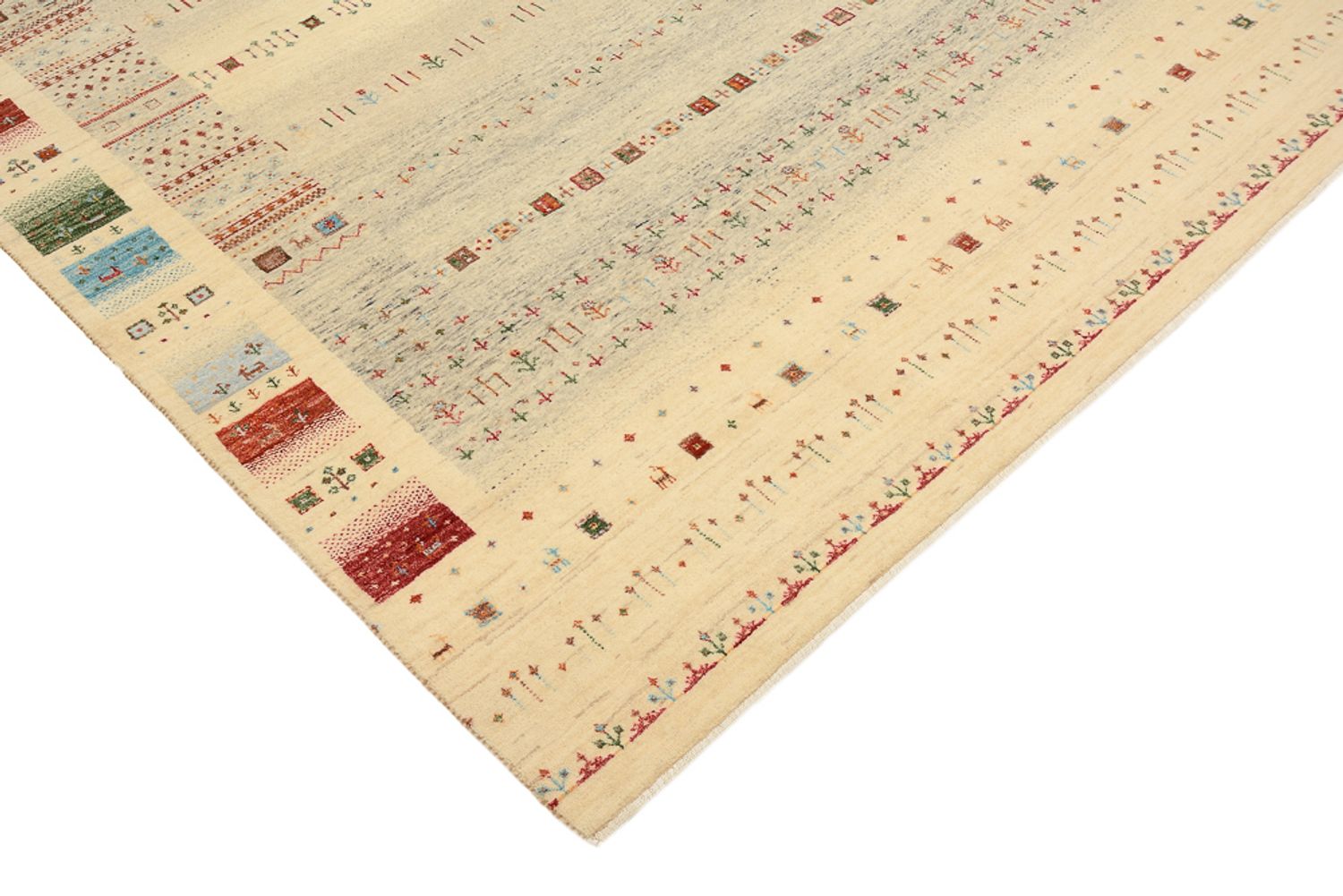 Alfombra Gabbeh - Loribaft Indus - 241 x 172 cm - beige oscuro