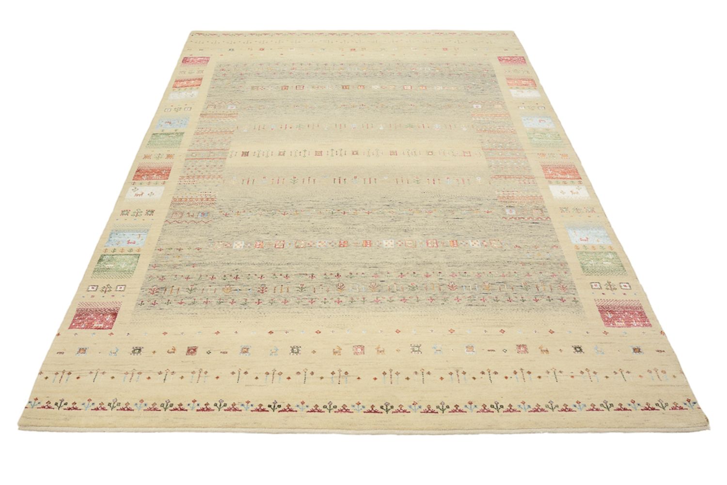 Alfombra Gabbeh - Loribaft Indus - 241 x 172 cm - beige oscuro